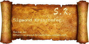 Sigmond Krisztofer névjegykártya
